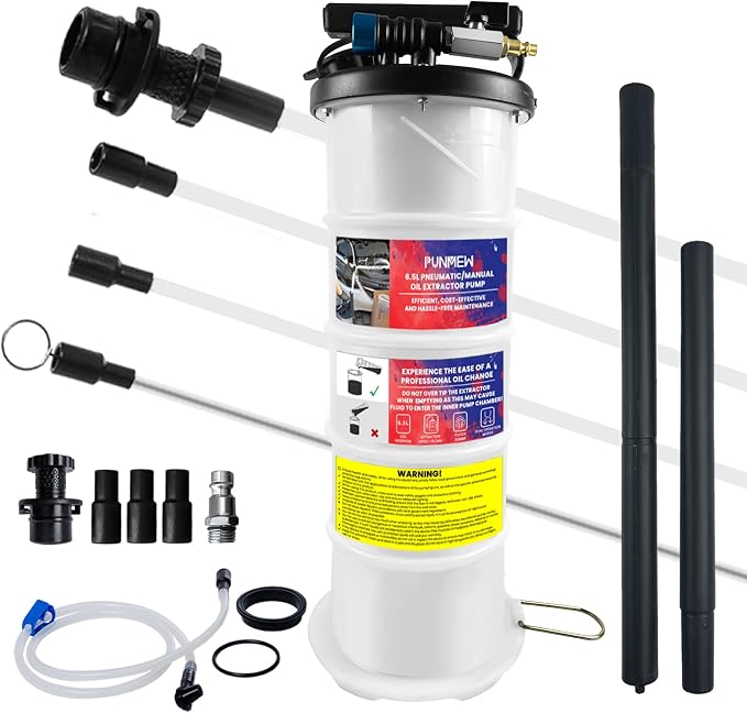 6.5L Oil Extractor Pump Pneumatic/Manual Oil Extractor for Automotive Fluids Vacuum Evacuation