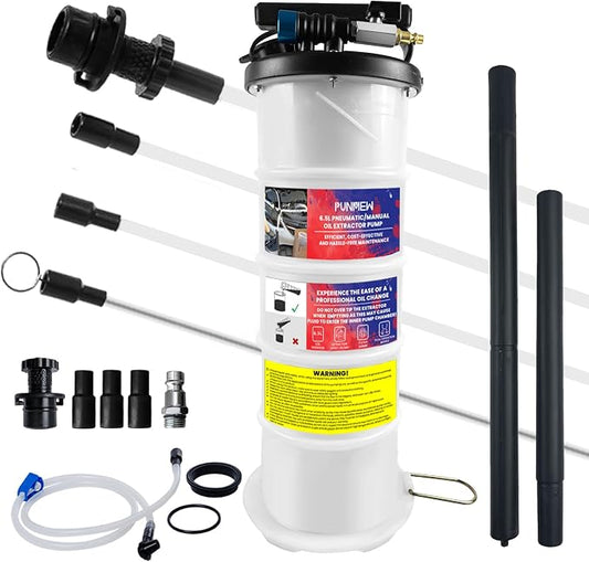 6.5L Oil Extractor Pump Pneumatic/Manual Oil Extractor for Automotive Fluids Vacuum Evacuation