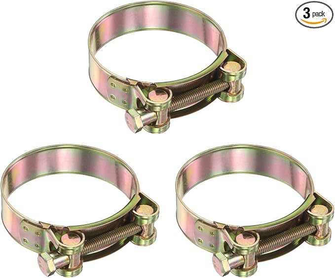 HARFINGTON 3pcs T-Bolt Hose Clamp 86-91mm (3.39-3.58") Galvanized Carbon Steel Adjustable Intake Radiator Pipe Clamps for Automotive Plumbing Industrial Pipes
