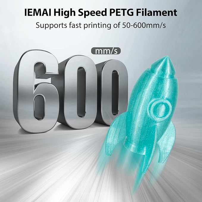IEMAI Glitter Clear PETG Filament 1.75mm Sky Blue 1KG, Sparkly Transparent Finish 3D Printer Filament Easy to Print for Lampshades, Home Decor & DIY Models