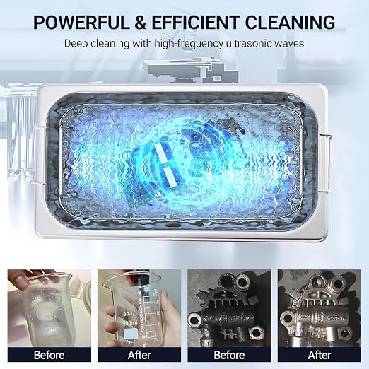6.5L/1.72Gal Industrial Ultrasonic Cleaner 180W 40kHz - Commercial Heated Cleaning Machine with Digital Timer, for Watches, Eyeglasses, Jewelry, Dental Tools & Electronics