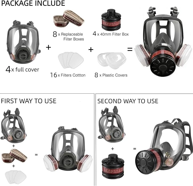 Gas Mask for Chemical, Full Face Respirator for Spray Paint