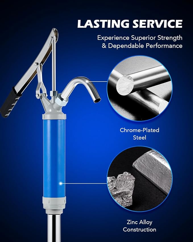 Orion Motor Tech Lever Action Barrel Pump, Heavy Duty Barrel Hand Pump with Telescoping Suction Tube Fits 15 to 55 Gallon Drums Transferring Heating Oil, Motor Oil, Transmission Fluid