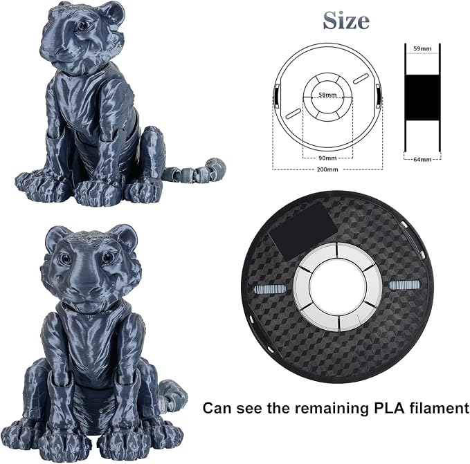 Kingroon PLA Filament, Multicolor Silk PLA Filament, Dual Color 3D Printer Filament, 1.75 mm, Dimensional Accuracy +/- 0.03 mm, 1kg Spool(2.2lbs), Silver Grey
