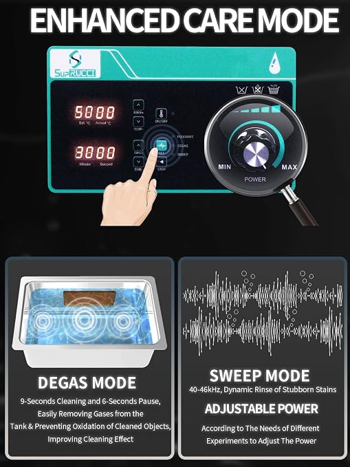 Ultrasonic Cleaner 10L, Sweep Function, 240W Power Adjustable Ultrasonic Parts Cleaner for Cleaning Carburetor, Metal Engine Parts, Gun, Oil Filter, Bike Chain, Gear, Eyewear, Watch, Jewelry