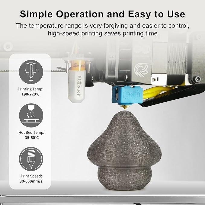 IEMAI Clear PLA Filament 1.75mm Smoke Gray 1kg, Glossy Transparent Finish 3D Printer Filament Up to 600mm/s High Speed Printing for Lampshades, Home Décor & Creative DIY
