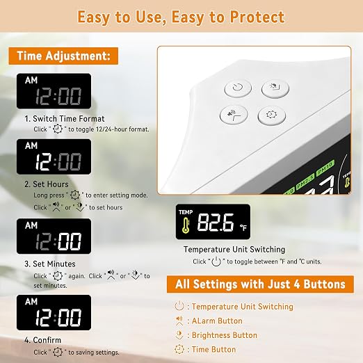 16-in-1 Air Quality Monitor 18Hr Battery 7" LCD CO2 PM2.5 TVOC AQI Alert