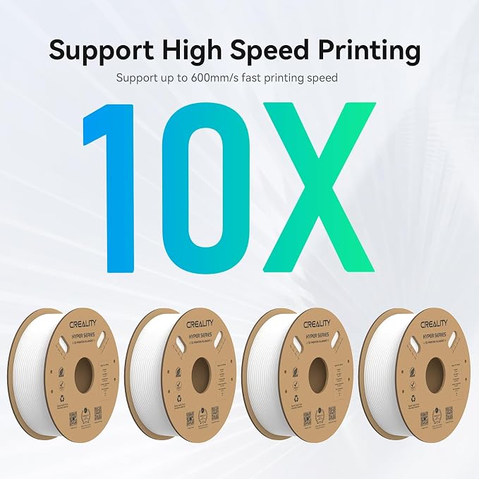 Creality Hyper PLA Filament 1.75mm, 30-600mm/s High Speed 3D Printer Filament, Dimensional Accuracy +/-0.02mm, Fit Most FDM 3D Printers, 4 Pack 1kg Spool(2.2lbs), White