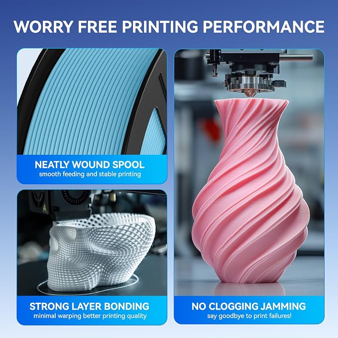JAYO Matte PLA 3D Printer Filament 1.75mm Bundle, 4 Pack 1.1kg Spools (4.4kg Total), Matte Surface Conceals Layer Lines, Dimensional Accuracy 0.02mm, White