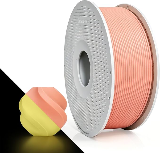 Bamboo PLA Glow Filament 1.75mm with RFID for Bambu and Most FDM 3D Printers, Glow in the Dark 3D Printing Luminous Filament Refill 1KG (2.2lbs), Reusable Spool +/- 0.03mm(Glow Orange 15300)