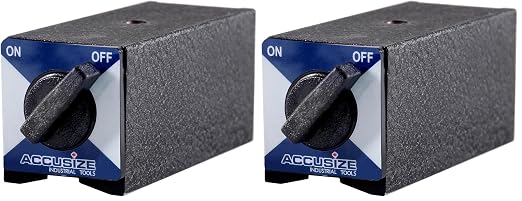 Accusize Magnetic Base, 264 lb Pull, Fine Adjustment (Pack of 2) | On/Off Switch, V-Groove Bottom, M8 x 1.25 mm Tapped Hole, 4.645" x 1.968" x 2.165", VMP_6010-0141FBA_2_PK