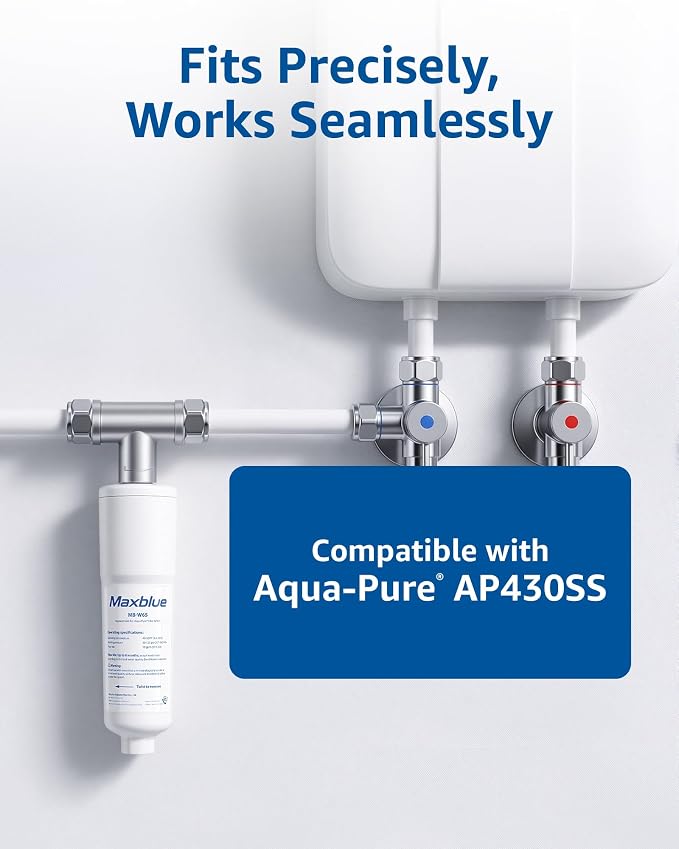 Maxblue Scale Inhibitor Water Filter Replacement for Aqua-Pure® System AP431, Aqua-Pure® AP430SS Whole House Scale Inhibition Inline Water System, Pack of 3