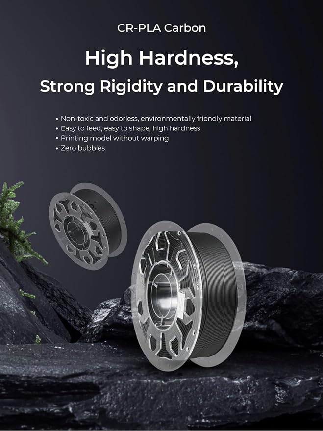 Creality Carbon Fiber Filament 1.75mm, 3D Printer Filament, 1kg (2.2lbs) Spool, No Warp Enhanced Toughness, ±0.03mm Accuracy Printing Filament, for K1C/ K1 Max & More (Carbon Fiber)