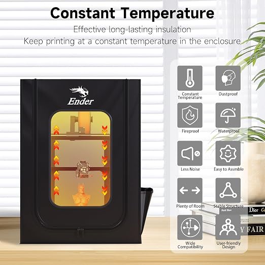 Creality Official 3D Printer Enclosure, Constant Temperature Protective Cover Fireproof Dustproof 480 * 600 * 720mm for Ender 3 V3 SE/Ender 3/Ender 3 V2/Ender 3 V2 Neo/Ender 3Pro/Ender 3Neo/Ender 3S
