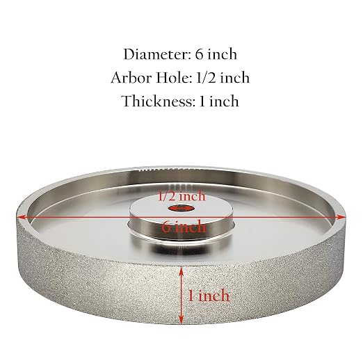 CBN Grinding Wheel 6 inch 180 Grit, 1" Wide, 1/2" Arbor, Sharpen High Speed Steel Cutting Tools