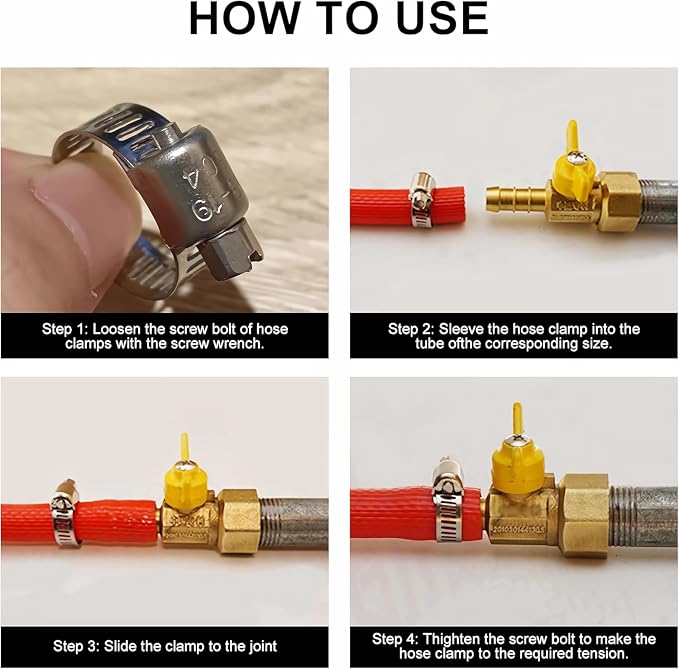 Hose Clamps 20PCS, Stainless Steel, Radiator Hose Clamps, Small Size, 2/5– 5/8"(10-16mm) Worm Gear Hose Clamp Kit, Small Metal Pipe Set for Automotive, Plumbing, Intercooler