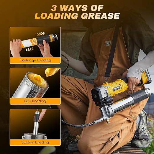 Saker Electric Grease Gun,5.3 oz/min Cordless Grease Gun Kit with 2 Batteries,2-in-1 Design Effortless for Farmers,Equipment Operators and Owners,10,000 PSI Battery Powered Greases Gun