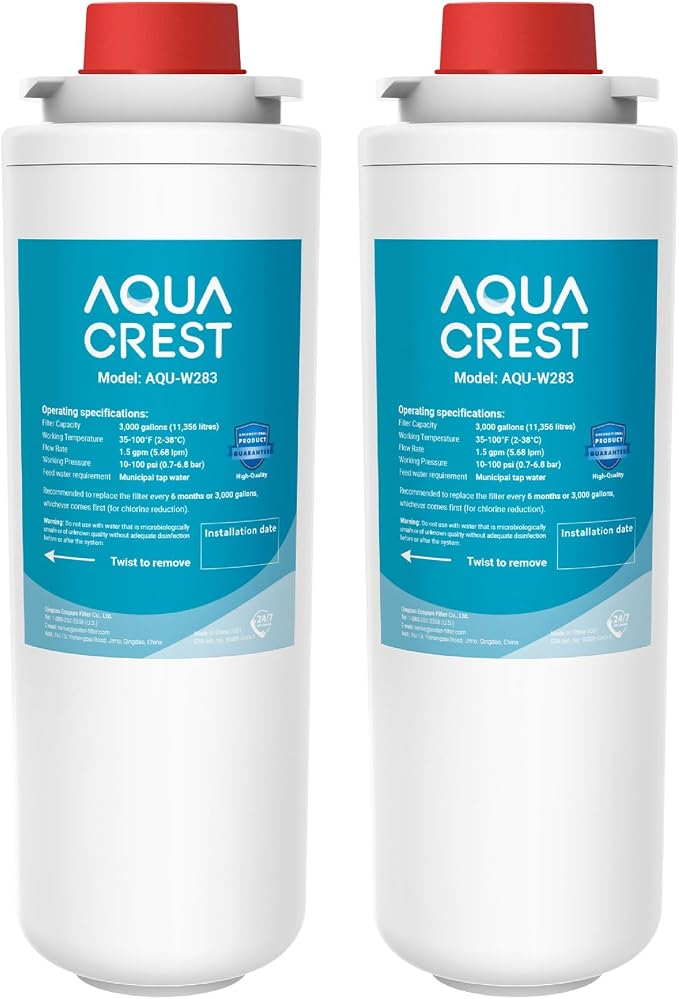 AQUA CREST 51300C Water Filter Replacement for Elkay® 51300C, [NO CHIP] Compatible with Elkay® ezH20® and Halsey Taylor® Bottle Filling Stations, NSF/ANSI 42, Reduces Chlorine, Bad Taste & Odor 2 Pack