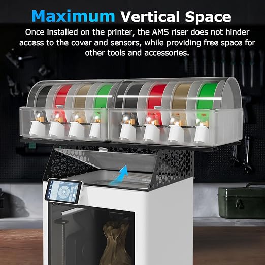 AMS Storage Holder, Can Accommodate 2 AMS/AMS 2 pro, Expandable Honeycomb Design, Space Saving, Compatible with Bambu Lab P1P/P1S/X1C/X1E 3D Printers (Black)