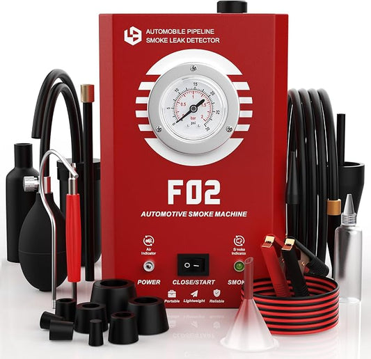 Smoke Machine Automotive with Pressure Gauge, F02 Pro EVAP Built-in Air Pump, Smoke Leak Detector Tester for Car & All 12V DC Vehicles in Vacuum, Fuel Diagnostic Pipe System, (Oil Not Included)