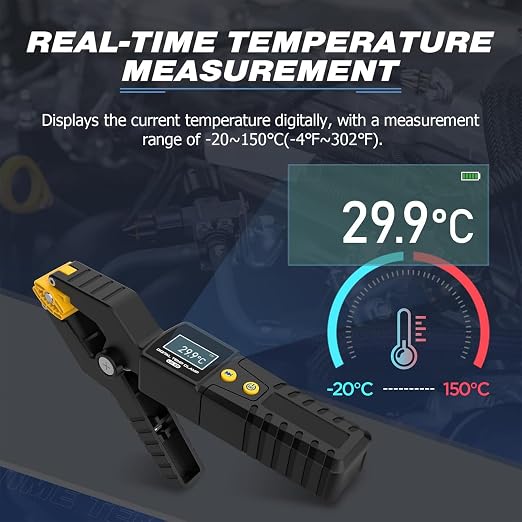 HVAC Digital Thermometer,LM55 HVAC Digital Temp Clamp for Heating and Cooling Systems,HVAC Thermometer with Real-Time Temp Measurement,Data Waveform Display,Measurement Range of -20~150℃