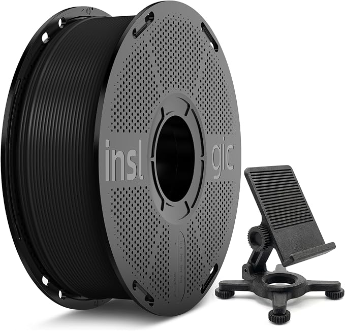 Inslogic PETG Pro 3D Printer Filament 1.75 mm, High-Speed Matte PETG Filament, Stronger Toughness, 1 kg Spool, ±0.02mm Accuracy, Works with Bambu Lab AMS, Reusable Spool, Clog Free, Black