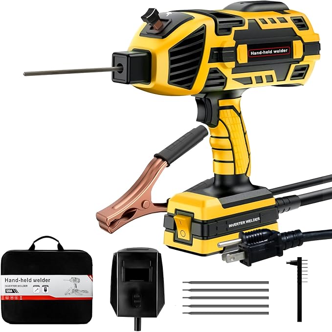 Handheld Welding Machine 110V 120A Portable Electric Welding Machine IGBT Inverter Stick Welder & 1/8" Welding Rod 4.5LB