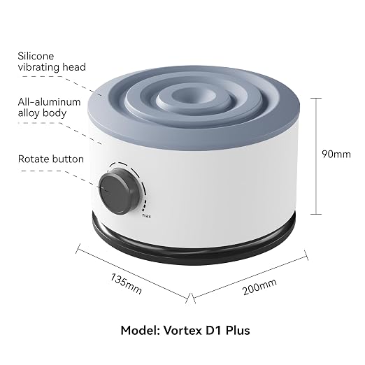 High Speed Vortex Mixer 4000rpm Portable Lab Shaker with Brushless DC Motor & All-Metal Aluminum Body Touch Function Variable Speed Mixer for Test Tubes Paint Nail Polish 50ml Capacity