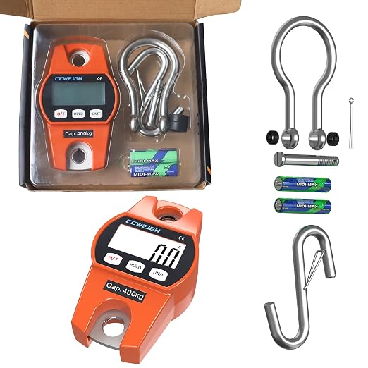 Hanging Scale Handheld 880lb/400kg Crane Scale Luggage Scale,with ABS Plastic case & Big LCD Display, Portable Digital Mini Crane Scale Fishing Scale,for Gym,Hunting,Travelling