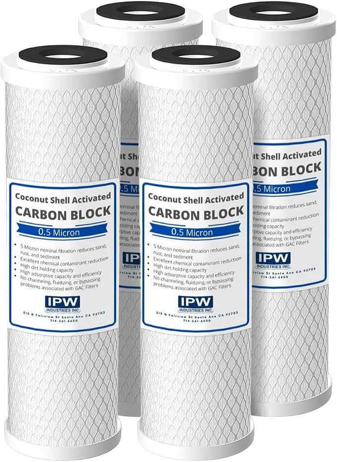 IPW Industries Inc. - 4 -Pack 0.5 Micron Carbon Block Water Filter Cartridges - Water Filter Replacement for Kenmore 42 34377 and 42 34370