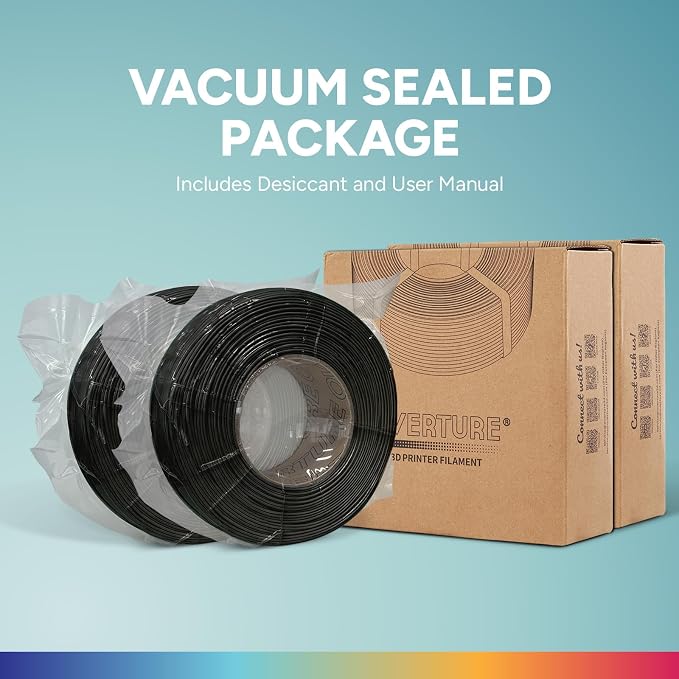 OVERTURE 2KG Bundle High Speed PLA Filament Refill 1.75mm 3D Printer Filament, 2 Pack 1kg (2.2lb) Refilament for Bambu Lab Reusable Spool, Fit Most FDM 3D Printers (Black*2)