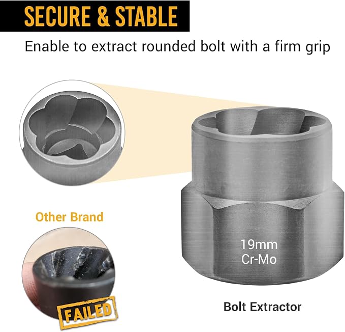 EWK 26-Piece Screw and Bolt Extractor Set, Spiral Screw Extractors, Twist Drill Bits, and Bolt Extractor Sockets for Stripped Screws, Broken Bolts, Rusted Fasteners, and Damaged Hex Heads
