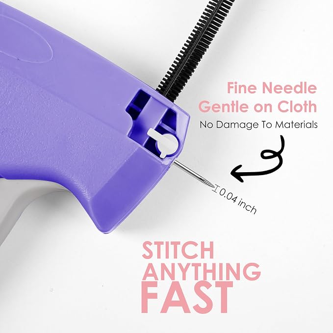 Stitch Gun for Clothes - Handheld Stitch Gun Quick Clothing Fixer - Tagging Gun - Includes 6 Needle, 1000 Black Fasteners & 1000 White Fasteners
