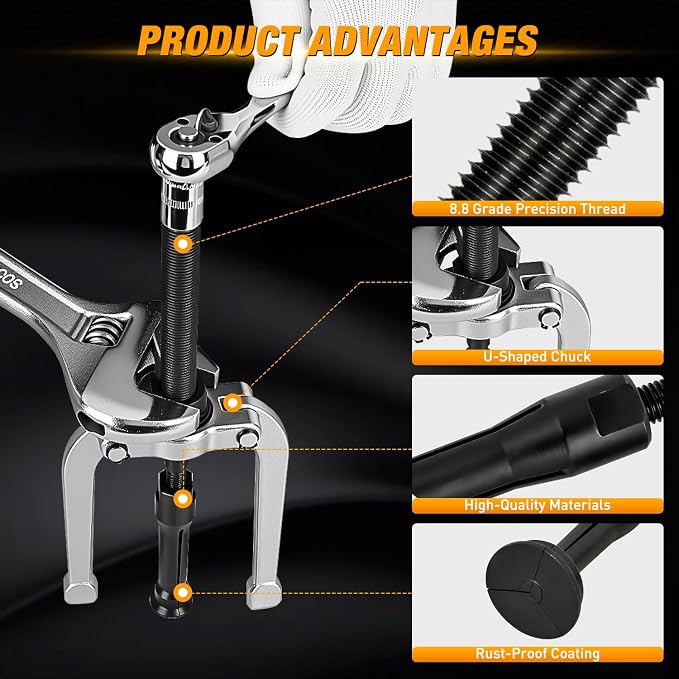 GOOACC 16pcs Blind Hole Bearing Puller Kit, Slide Hammer Pilot Insert Inner Internal Removal Tool Blind Hole Collet Bearing Set, Heavy Duty Blind Bearing Race and Seal Puller Extractor Kit Black Case