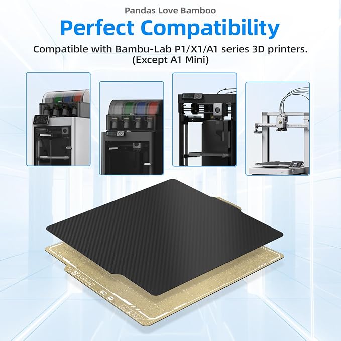 BIQU Designer Series Smooth PET+Textured PEI Build Plate for Bambu-Lab P1P P1S P2S X2D X1C X1E A1 257x257mm, Double Sided PEI Spring Steel Flexible Sheet Print Bed Removable Surface Platform