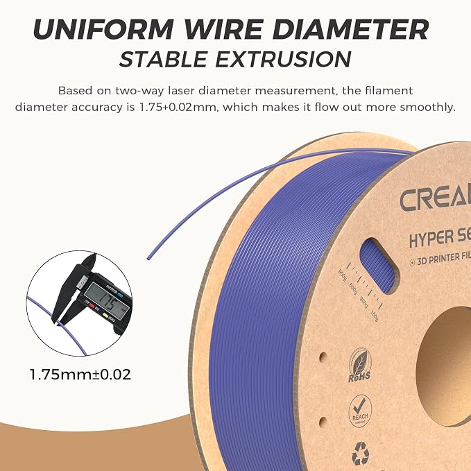 Official Creality Hyper PLA Filament 1.75mm, High Speed PLA 30-600mm/s Rapid 3D Printer Filament, Dimensional Accuracy +/-0.02mm, Fit Most FDM 3D Printers, 1KG(2.2lbs) Spool Very Peri