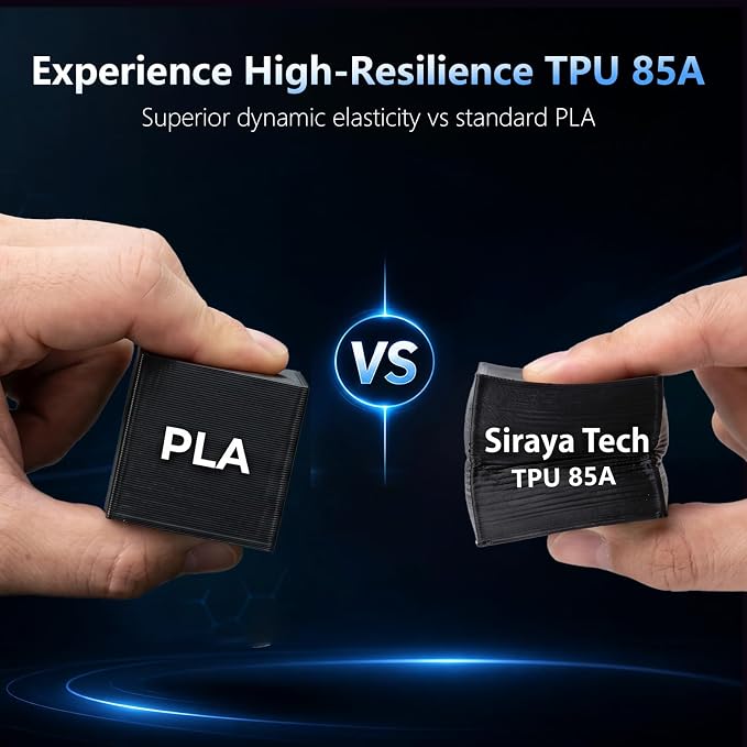 Siraya Tech Flex TPU Filament - 85A Shore, ISO 10993, High Flexibility & Toughness, High Flow & Speed, Easy to Print, Moisture-Resistant Aluminum Bag - Ideal for Footwear, Protective Gear (Black, 1kg)