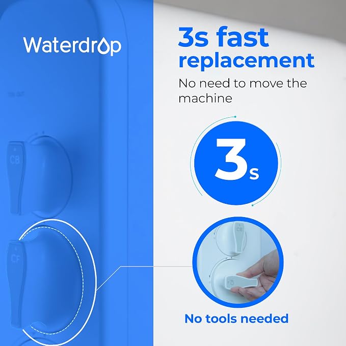 Waterdrop WD-G3-CF Filter,Replacement for WD-G3-W, WD-G3P600 and WD-G3P800-W Reverse Osmosis System, 6-month Lifetime, 3-Pack, Bundle