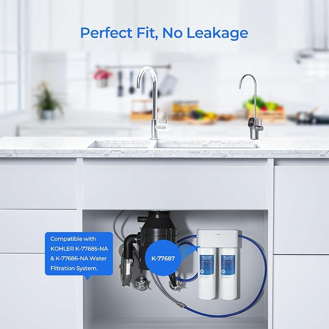 K-77687/K-77686/K-77688 Water Filter Replacement, 2 Pack | Compatible with Kohler K-29638, K-29639, Kohler Aquifer Dual Filtration System K-29651-NA, K-77686-NA, K-77687-NA, K-77688-NA