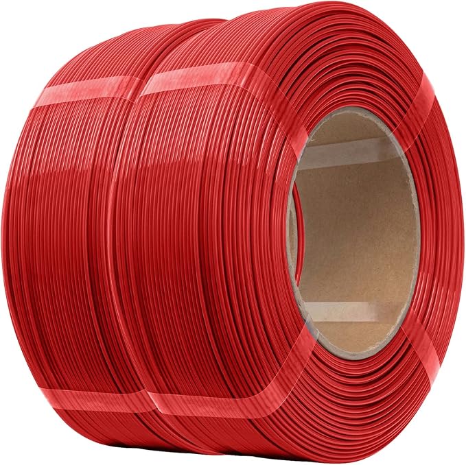 eSUN PLA+ Refilament 1.75mm, 3D Printer Refill PLA Plus, 1KG per Roll, 2 Rolls Spoolless 3D Printing Filament for 3D Printers,Fire Engine Red