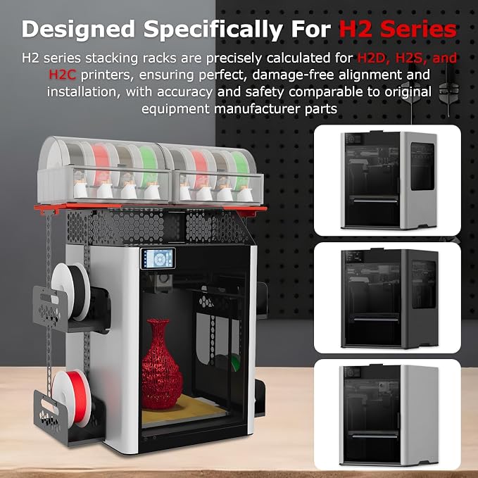 H2 Series AMS Stand Holder for Bambu-Lab H2D H2S H2C 3D Printers, Space Saving AMS Stack to Hold 2 AMS/AMS 2 Pro, AMS HT Storage Stacks Compatible