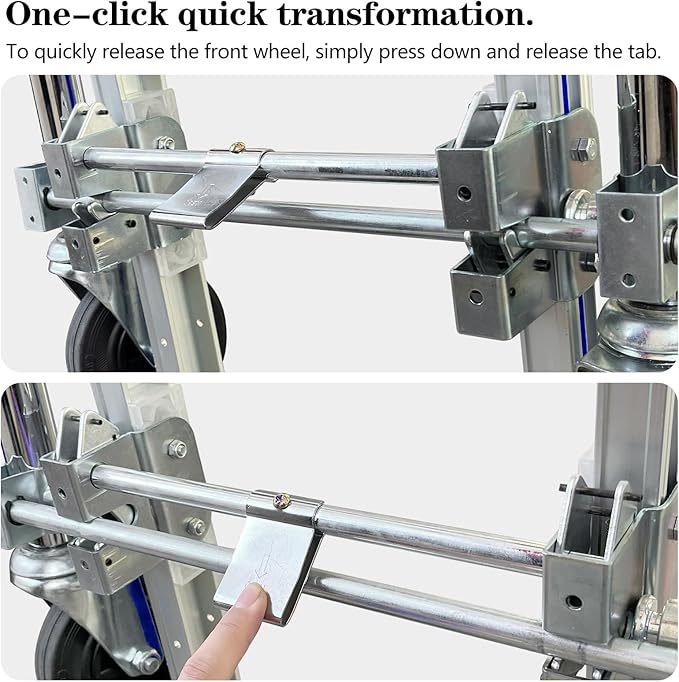 Silver Convertible Hand Truck Dolly Cart with Wheels Heavy Duty, 1000 Lbs Capacity, 2 Straps for Moving Furniture/Appliance/Carton/Warehouse/Office/Easy to Follow Video to Install