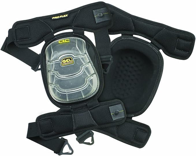 CLC Custom Leathercraft 378 Gel-Tek Stabili-Cap Multi-Surface Articulated Kneepads, Black