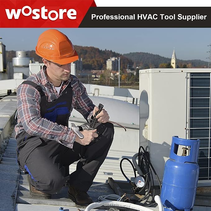 Wostore Eccentric Flaring Tools Set and Tube Cutter Kit for 7 Dies Sizes 3/16-3/4inch Refrigeration HVAC 45 Degree Heavy Duty