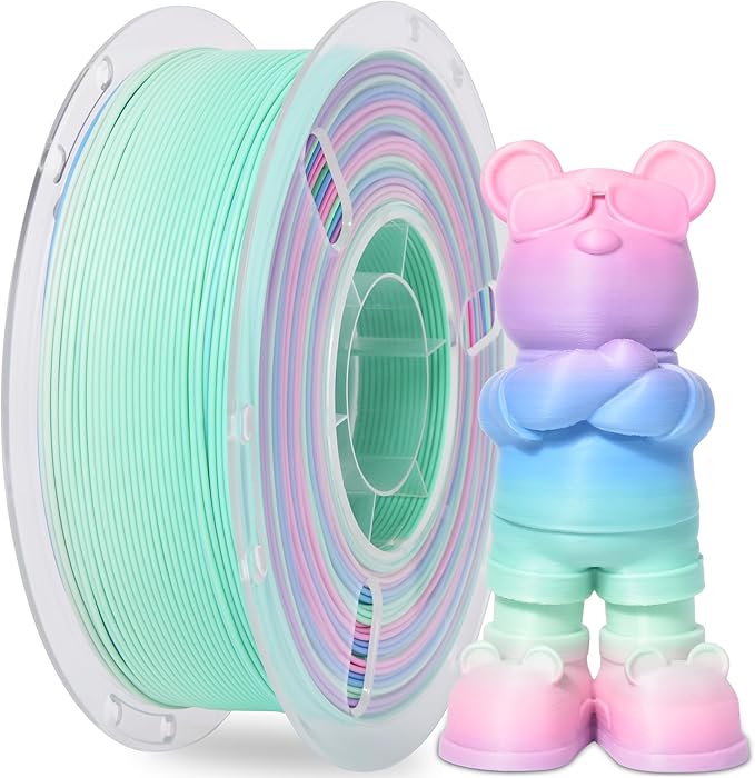 RAMBERY Matte Rainbow 3D Printer Filament Muticolor PLA Filament Fast Color Change, 1.75mm 1kg(2.2lb)
