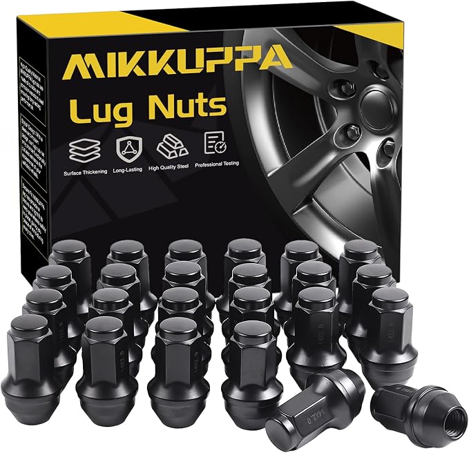 MIKKUPPA M14x2.0 Lug Nuts - Replacement for 2004-2014 Ford F-150, 2003-2014 Expedition Factory Wheels - 24pcs 13/16 Hex 2 Inch Black OEM Factory Style Large Acorn Seat Lug Nuts