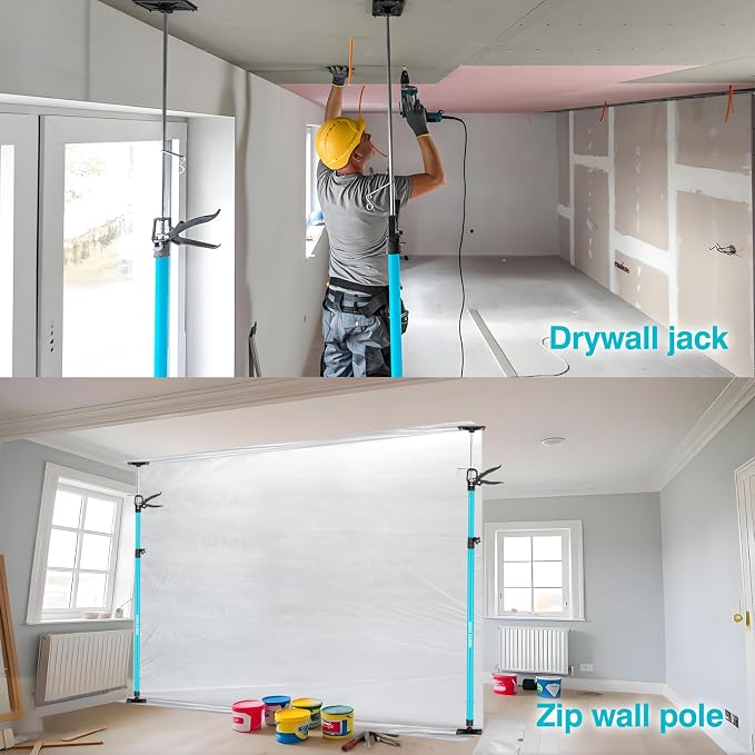 Steel Adjustable Cabinet Jack Support Pole, Quick Support Rod & Drywall Jack, Zip Wall, Dust Barrier Poles, 3rd Hand Support System Load 132LB, Cabinet Installations Tools from 45.2-115.2 in, 2-Pack