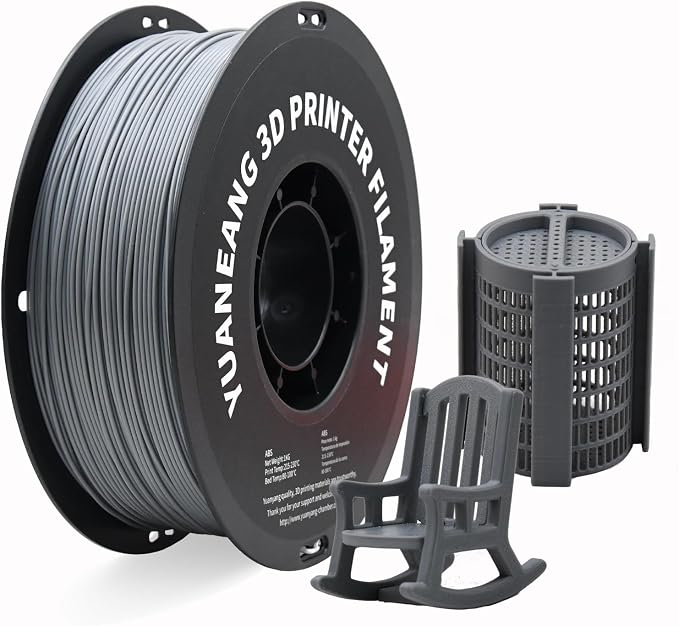 ABS 3D Printer Filament 1.75mm Gray, 1kg Spool, Strong & Durable ABS Material, High Heat Resistance, Low Warping, ±0.03mm Precision, Ideal for Functional Parts, Prototypes