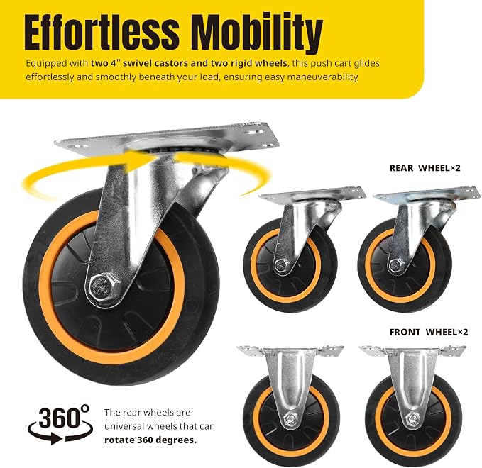 MaxWorks Foldable Platform Truck Push Dolly 330 lb Capacity 28.75" x 18.75" x 33" Heavy‑Duty Utility Cart with Fold Down Handle for Home Garage Warehouse and Workshop Use (80876)