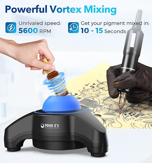 FOUR E'S SCIENTIFIC Vortex Mixer 5600rpm, Paint Shaker Lab Mini Vortex Mixer with Touch Function, Brushless Motor and an Extra Silicone Cap for Acrylic Miniature Hobby Model Paints Nail Polish Ink